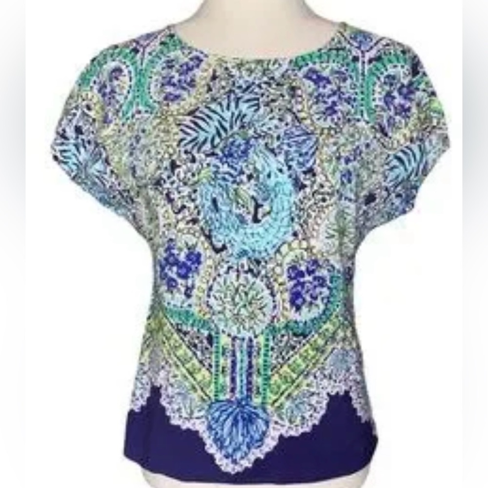 Lilly Pulitzer Floral Alligator Print Cap Sleeve Top